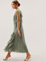 Monsoon Green Alda Ruffle Lace Midi Dress - Image 3 of 6