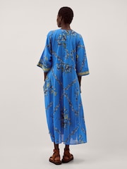 Monsoon Blue Aimee Floral Midi Kaftan Dress - Image 3 of 4