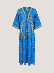 Monsoon Blue Aimee Floral Midi Kaftan Dress - Image 4 of 4