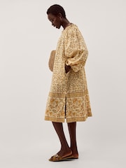 Monsoon Yellow Ari Bardot Floral Midi Dress - Image 1 of 4