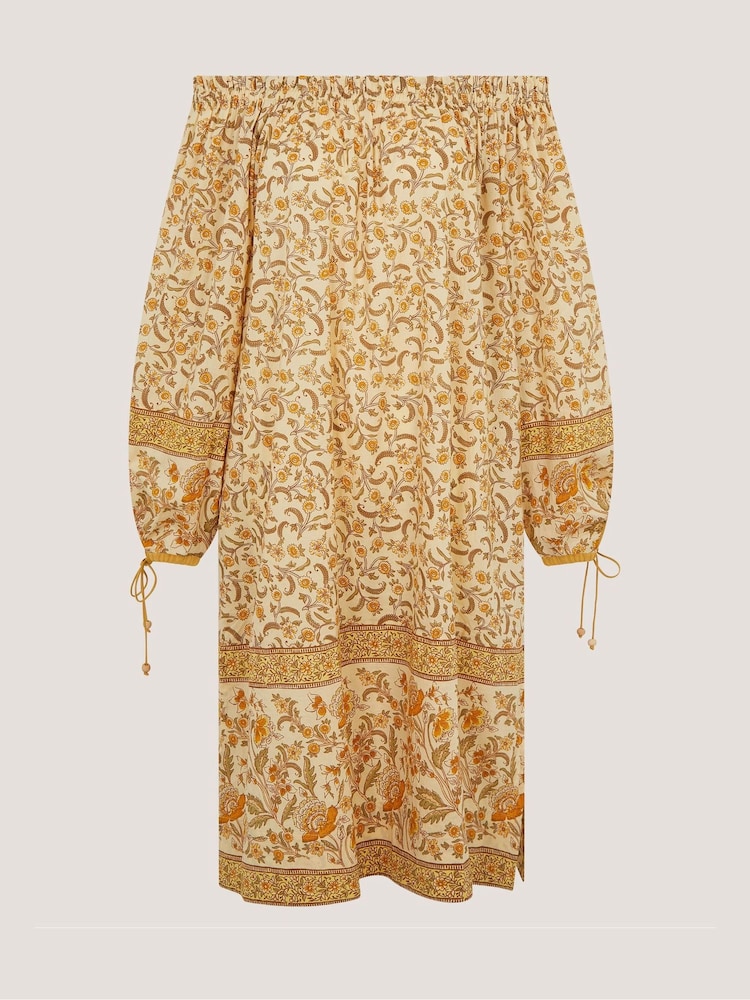 Monsoon Yellow Ari Bardot Floral Midi Dress - Image 4 of 4 Monsoon Yellow Ari Bardot Floral Midi Dress - Image 4 of 4