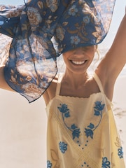 Monsoon Yellow Sophie Embroidered Midi Cami Dress - Image 2 of 4