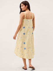 Monsoon Yellow Sophie Embroidered Midi Cami Dress - Image 3 of 4
