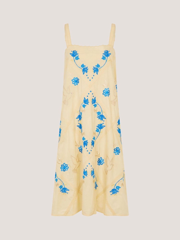 Monsoon Yellow Sophie Embroidered Midi Cami Dress - Image 4 of 4 Monsoon Yellow Sophie Embroidered Midi Cami Dress - Image 4 of 4