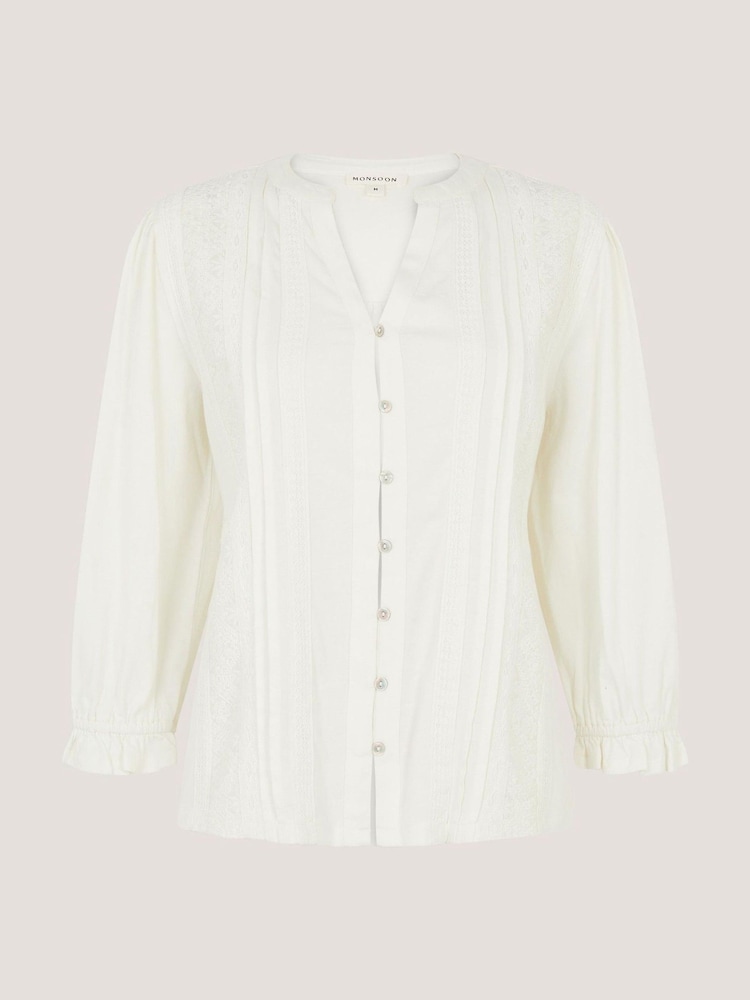 Monsoon Cream Leila Lace Trim Shirt - Image 1 of 1 Monsoon Cream Leila Lace Trim Shirt - Image 1 of 1