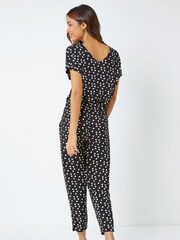 Roman Black Polka Dot Print Stretch Jumpsuit - Image 3 of 5