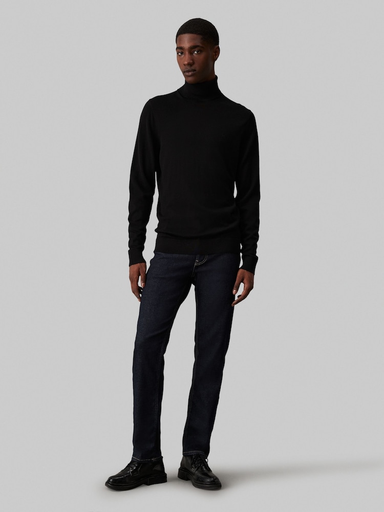 Calvin Klein Black Merino Turtle Neck Jumper - Image 1 of 4 Calvin Klein Black Merino Turtle Neck Jumper - Image 1 of 4