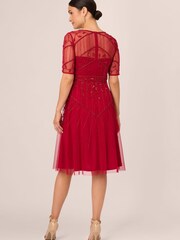 Adrianna Papell Red Studio Beaded Midi Dress - Изображение 2 из 7