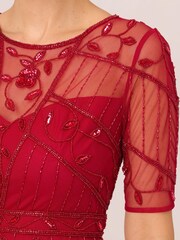 Adrianna Papell Red Studio Beaded Midi Dress - Изображение 5 из 7