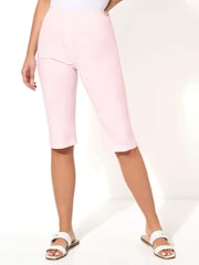 Roman Light Pink Knee Length Stretch Shorts - Image 1 of 3