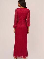Adrianna Papell Red Metallic Mesh Draped Gown - Image 2 of 6