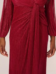 Adrianna Papell Red Metallic Mesh Draped Gown - Image 5 of 6
