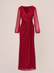 Adrianna Papell Red Metallic Mesh Draped Gown - Image 6 of 6