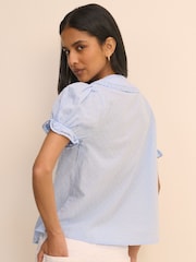 Nobodys Child Blue Thimbolina Trim Detail Peter Pan Blouse - Image 5 of 5