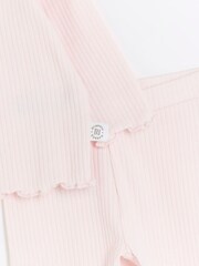 River Island Pink Baby Girls 100% Cotton Frill Rib Set - Image 5 of 5