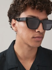 Black Angled Wayfarer Polarised Sunglasses - Image 2 of 6