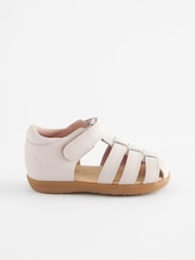 Stone Standard Fit (F) Baby Touch Fastening Leather First Walker Sandals - Image 2 of 6