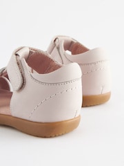 Stone Standard Fit (F) Baby Touch Fastening Leather First Walker Sandals - Image 3 of 6