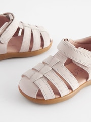 Stone Standard Fit (F) Baby Touch Fastening Leather First Walker Sandals - Image 5 of 6