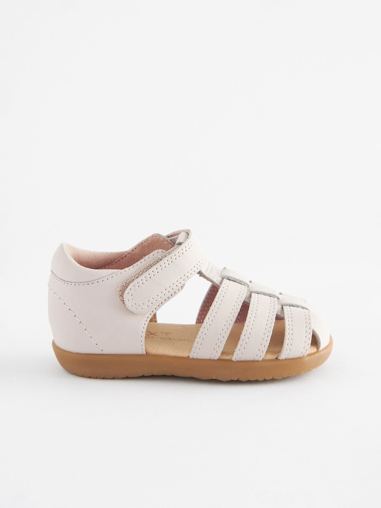 Stone - Baby Velcrolukning Læder First Walker Sandaler - Billede 2 af 6