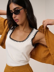 Nobodys Child Cream Crochet Trim Vest - Image 1 of 5