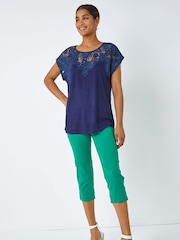 Roman Blue Palm Print Burnout T-Shirt - Image 2 of 5