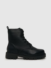 Schuh Alexandra Chunky Lace-Up Black Boots - Image 1 of 4