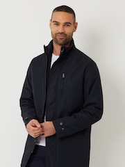 Threadbare Navy Showerproof Funnel Neck Lightweight Coat - Image 1 of 4
