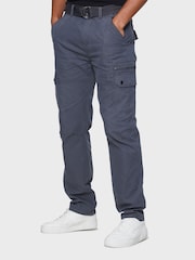 Threadbare Grey Cotton Blend Belted Cargo Trousers - Image 1 of 4