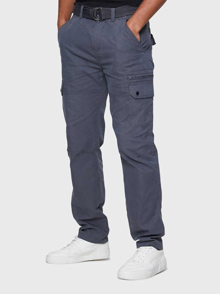 Threadbare Grey Cotton Blend Belted Cargo Trousers - Image 1 of 4