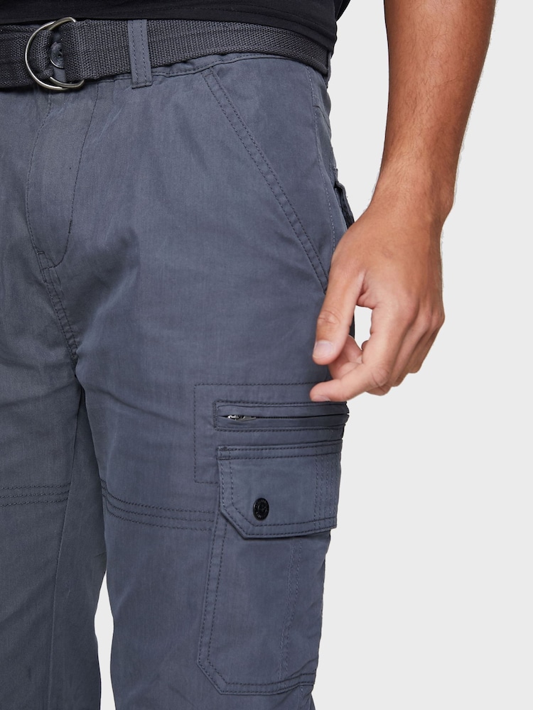 Threadbare Grey Cotton Blend Belted Cargo Trousers - Image 4 of 4