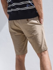 Threadbare Stone Cotton Stretch Turn-Up Chino Shorts with Woven Belt - Image 2 of 4