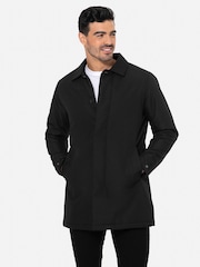 Threadbare Black Showerproof Padded Longline Trench Coat - Image 1 of 4
