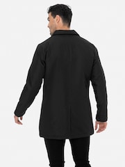Threadbare Black Showerproof Padded Longline Trench Coat - Image 2 of 4