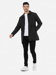 Threadbare Black Showerproof Padded Longline Trench Coat - Image 3 of 4