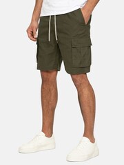 Threadbare Khaki Swansea Pull On Linen Blend Cargo Shorts - Image 1 of 4
