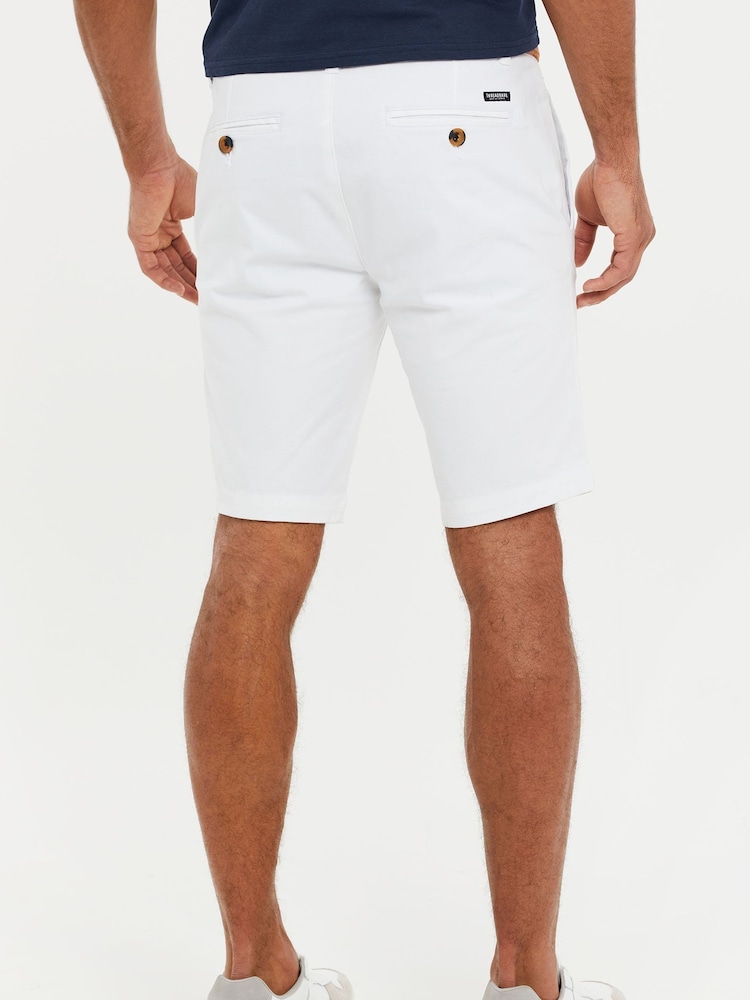 Threadbare White Cotton Stretch Turn-Up Chino Shorts with Woven Belt - Image 2 of 3
