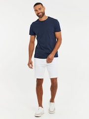 Threadbare White Cotton Stretch Turn-Up Chino Shorts with Woven Belt - Image 3 of 3