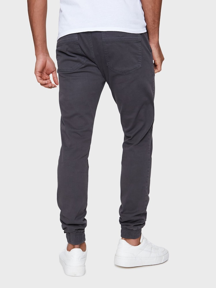 Threadbare Grey Slim Fit Cuffed Casual Trousers With Stretch - Image 2 of 4