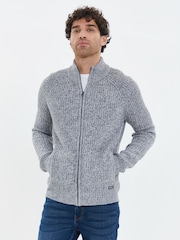 Threadbare Light Grey Grey Zip Up Cardigan - Image 1 of 4