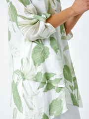 Roman Green Floral Print Pleat Front Top - Image 5 of 5