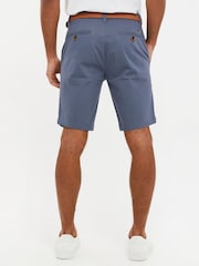 Threadbare Blue Cotton Stretch Turn-Up Chino Shorts with Woven Belt - Image 2 of 4