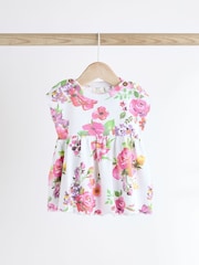 White Floral Baby Peplum Rib Top and Shorts 2 Piece Set - Image 6 of 14