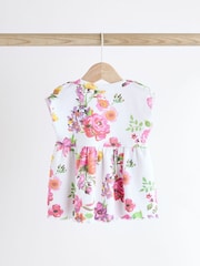 White Floral Baby Peplum Rib Top and Shorts 2 Piece Set - Image 7 of 14