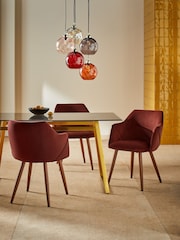 MADE.COM Set of 2 Rust Red and Walnut Legs Lule Arm Dining Chairs - Image 1 of 3