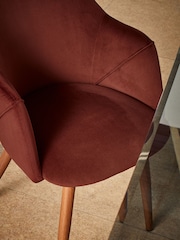 MADE.COM Set of 2 Rust Red and Walnut Legs Lule Arm Dining Chairs - Image 3 of 3