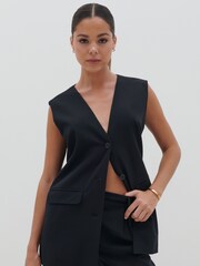 Pretty Lavish Black Harlee Waistcoat - Image 1 of 3
