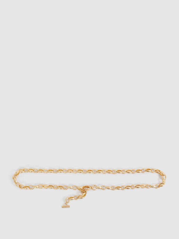 Reiss Gold Cammie Oval Metal Chain Belt - Image 2 of 4