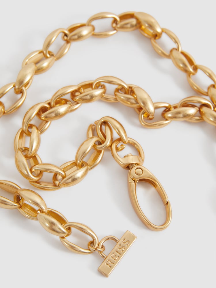 Reiss Gold Cammie Oval Metal Chain Belt - Image 4 of 4
