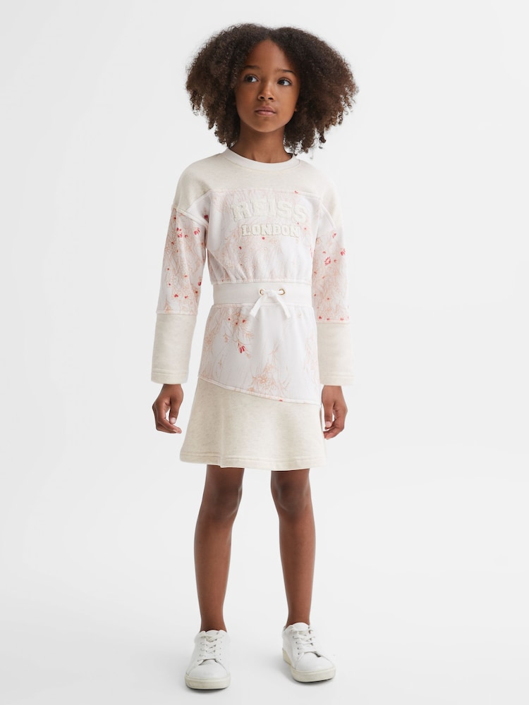 Reiss Pink Kendrix Teen Cotton Blend Drawstring Dress - Image 1 of 7